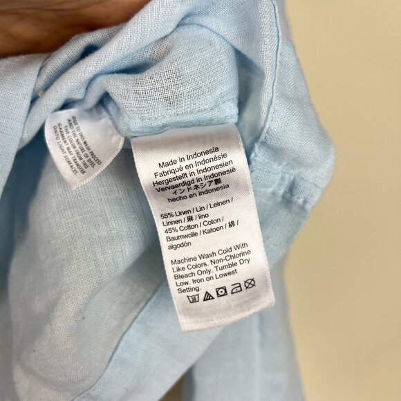 J. Crew Blue Featherweight Linen Blend Camp Collar Shirt - Picture 5 of 6